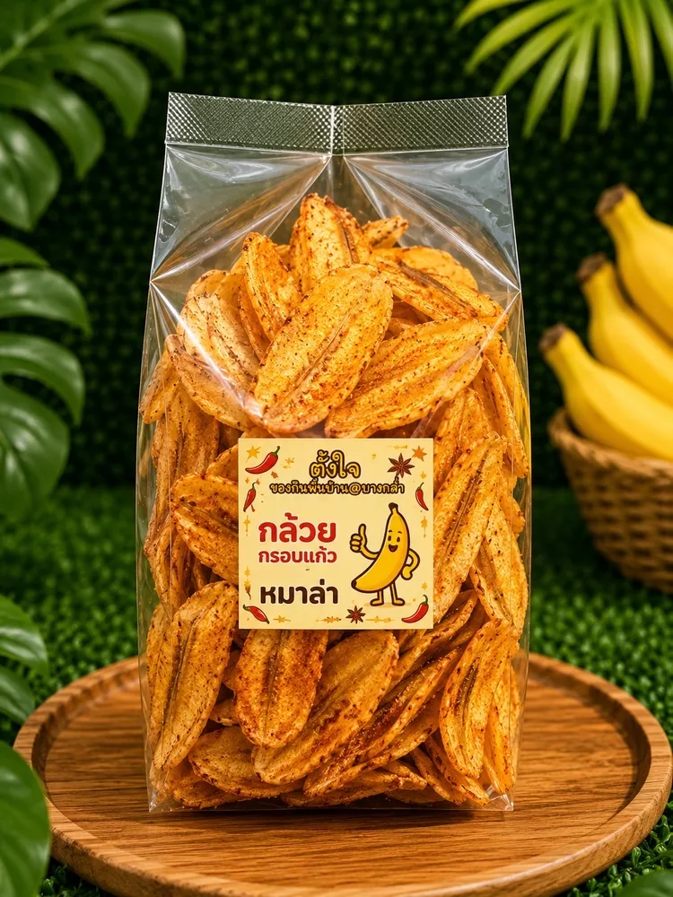 กล้วยฉาบตั้งใจกล้วยน้ำว้า แผ่นเรียบ หมาล่า(210กรัม)