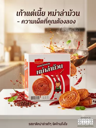 หม่าล่าม้วน ขนมอัดแผ่นรสหม่าล่าเผ็ดชาสะใจ ขนมล่าเถียว ขนมแป้งปรุงรสสไตล์จีน