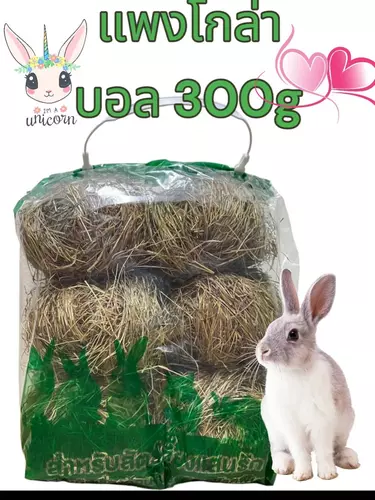 หญ้าแพงโกล่า บอล 6 ลูก สำหรับ​กระต่าย​ เเละสัตว์ฟันเเทะ โปรตีนสูง 300g