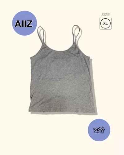 ✨AIIZเสื้อสายเดี่ยวสีพื้นผ้านิ่ม, ใส่สบาย, ใส่ได้ทุกวันสีเทาอ่อน/SIZEXL/มือสอง สภาพดี พร้อมจัดส่ง✨