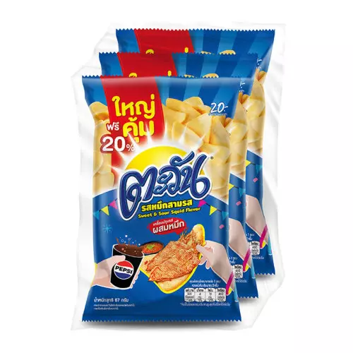 ตะวัน ข้าวเกรียบ รสหมึกสามรส 75 ก. x 3 (172396)