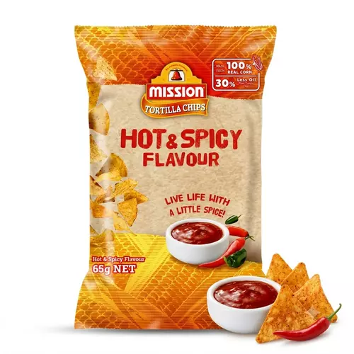 แป้งกรอบ นาโช่  Mission Tortillas Chips 65g Spicy พร้อมทาน