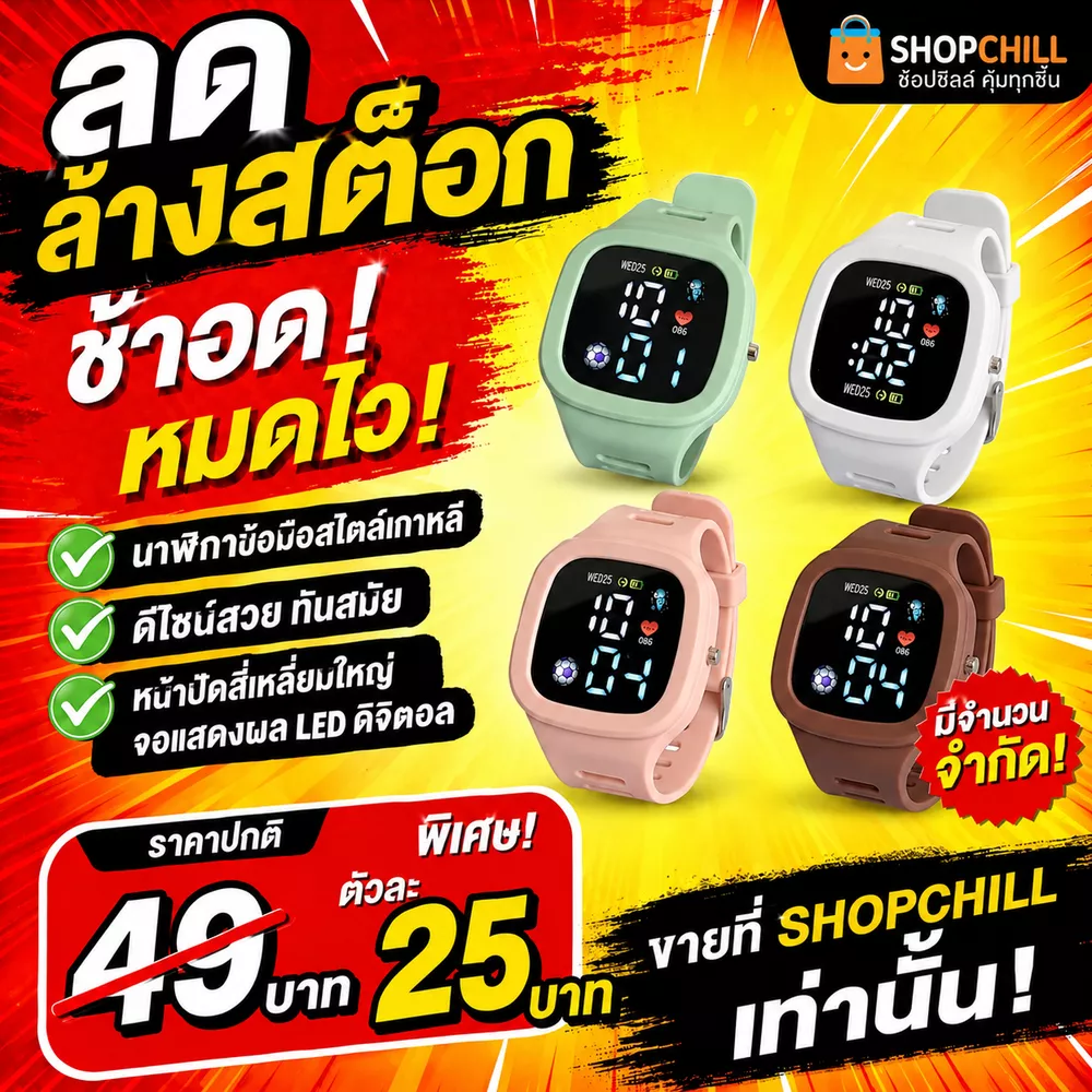 ลดล้างสต๊อก นาฬิกาข้อมือสไตล์เกาหลี ทันสมัย