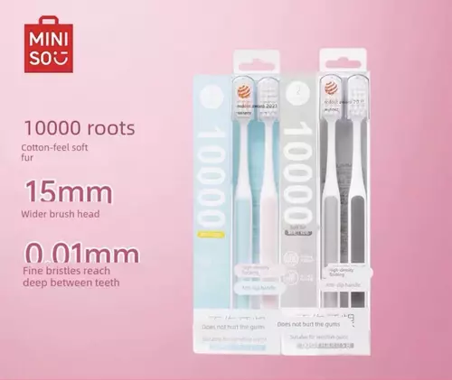 (พร้อมส่งจากไทย🇹🇭) MINISO แปรงสีฟัน Soft & High-Density & 10000 Soft-Bristle (แพ็คละ 2 แปรง)(มี 2 แพ็คให้เลือก)