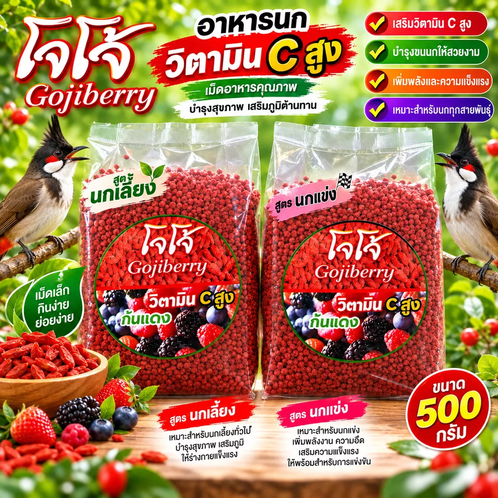 โจโจ้ 500 กรัม ถ้วยอาหารนก สำหรับนกเสียงที่กินข้าวแมลงและผลไม้ นกปรอทจุก นกกรงหัวจุก