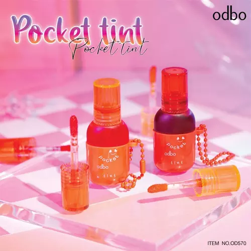 ODBO OD570 pocket tint ลิปทินน์หัวฟองน้ำ สีชัด ติดทน ดีไซส์แบบพวงกุญแจ น่ารัก พกพาง่าย