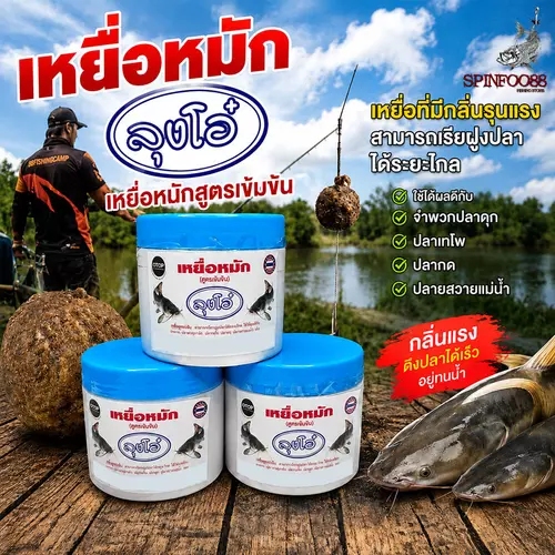 เหยื่อหมัก ลุงโอ๋ สูตรเข้มข้น กลิ่นแรง เรียกปลาไกล เหยื่อตกปลาดุก ปลาเทโพ ปลากด ปลาสวาย