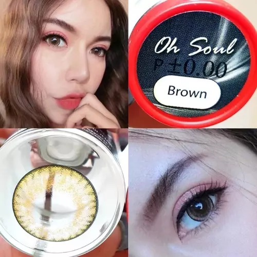 มีค่าสายตา คอนแทคเลนส์ ตรงปก ฝาแดง บิ๊กอาย รุ่น Oh soul สีเทา/ตาล gray/brown ฝาแดง By pitchy lens มีสายตา