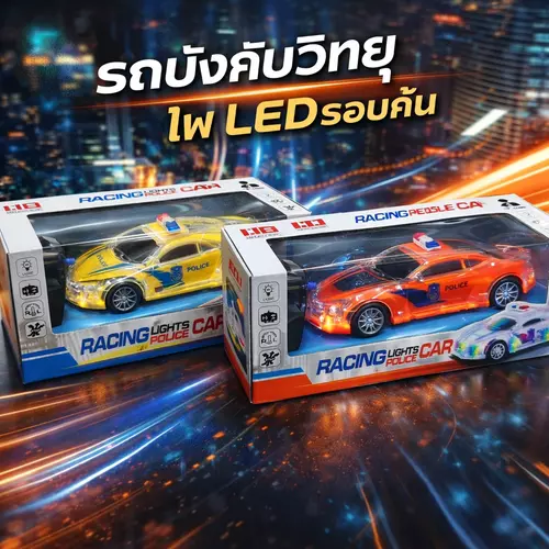รถตำรวจบังคับวิทยุ 🚔✨ ไฟ LED รอบคัน บังคับ 4 ทิศทาง มาพร้อมแบตเตอรี่ชาร์จได้ + สายชาร์จ USB รถของเล่นเด็ก เสริมพัฒนาการ