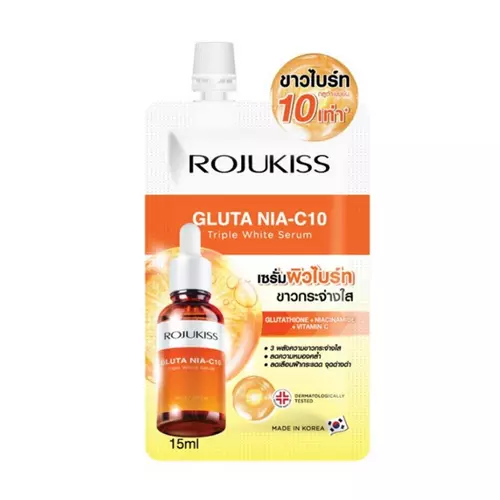 Rojukiss Gluta Nia-C10 Triple White Serum โรจูคิส กลูต้า ไนอะ ซี10 ทริปเปิ้ล ไวท์ เซรั่ม ( ซอง )