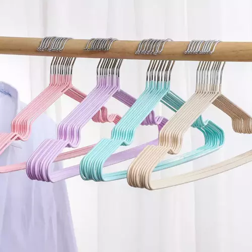 ไม้แขวนเสื้อ 10 ชิ้น ไม้แขวนประหยัด ทนทาน ใช้ได้ทั้งเสื้อและกางเกง แข็งแรง ไม่หักง่าย ใช้ในบ้าน/หอพัก