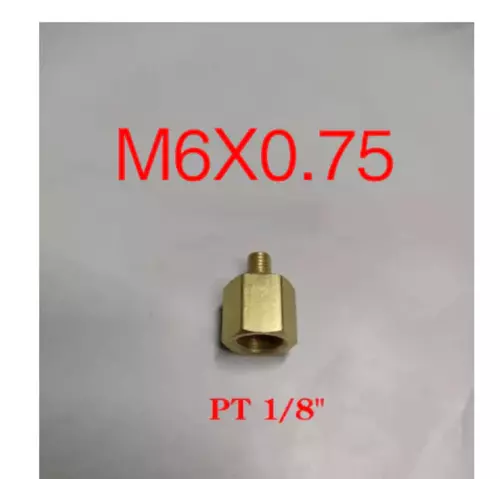 ข้อต่อทองเหลืองลดขนาดเกลียว PT1/8" เป็น M6x0.75