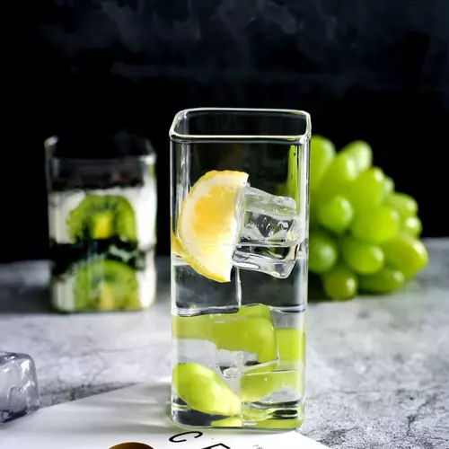 แก้วทรงเหลี่ยม ทรงตรง ทนความร้อน-เย็น Heat-Resistant Glass 400 ml.