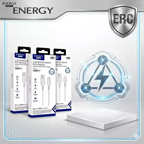 Energy Premium สายชาร์จ หัว Micro,  Type-C , 8Pin ความเร็ว 2.4A สายสีขาว
