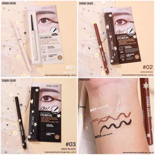HF772 ซิเวนน่า คัลเลอร์ส ไพน์ วอเตอร์พรูฟ อายไลเนอร์ เจล SIVANNA COLORS FINE WATERPROOF EYELINER GEL