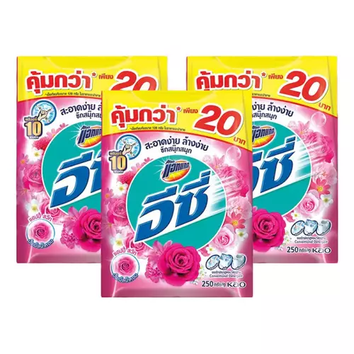 แอทแทค อีซี่ ผงซักฟอก สูตรมาตรฐาน แฮปปี้สวีท สีชมพู 250 ก. x 3 839757