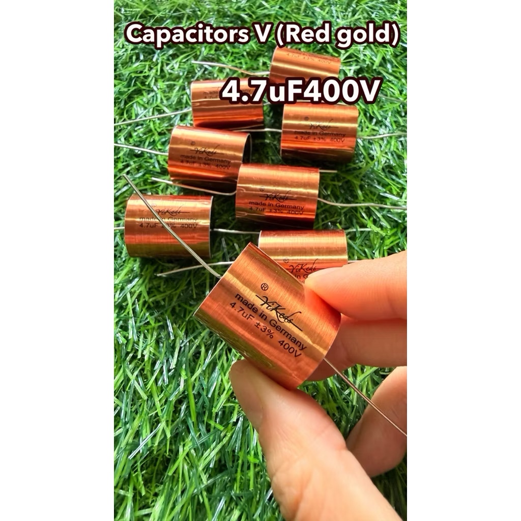 Capacitors V (Red gold)4.7UF400V(สั่ง6แถม2) C คุณภาพสูงจากเยอรมัน(ราคาต่อชิ้น)