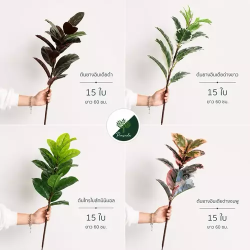 ￼🌿 ก้านต้นไม้จำลอง ใบแน่น 15 ใบ เสมือนจริง สไตล์มินิมอล แต่งบ้านดูแพง