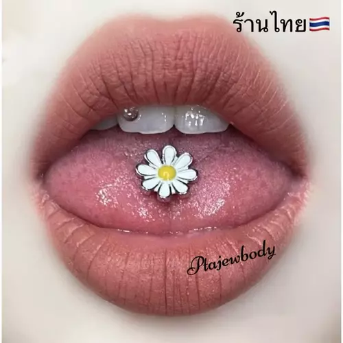ร้านไทย จิวลิ้นสแตนเลสแท้ ลายดอกไม้ สวย เก๋ ไม่ซ้ำใคร