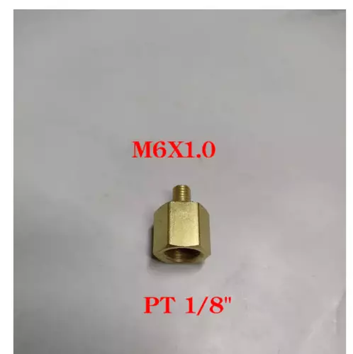 ข้อต่อทองเหลืองลดขนาดเกลียว PT1/8" เป็น M6x1.0