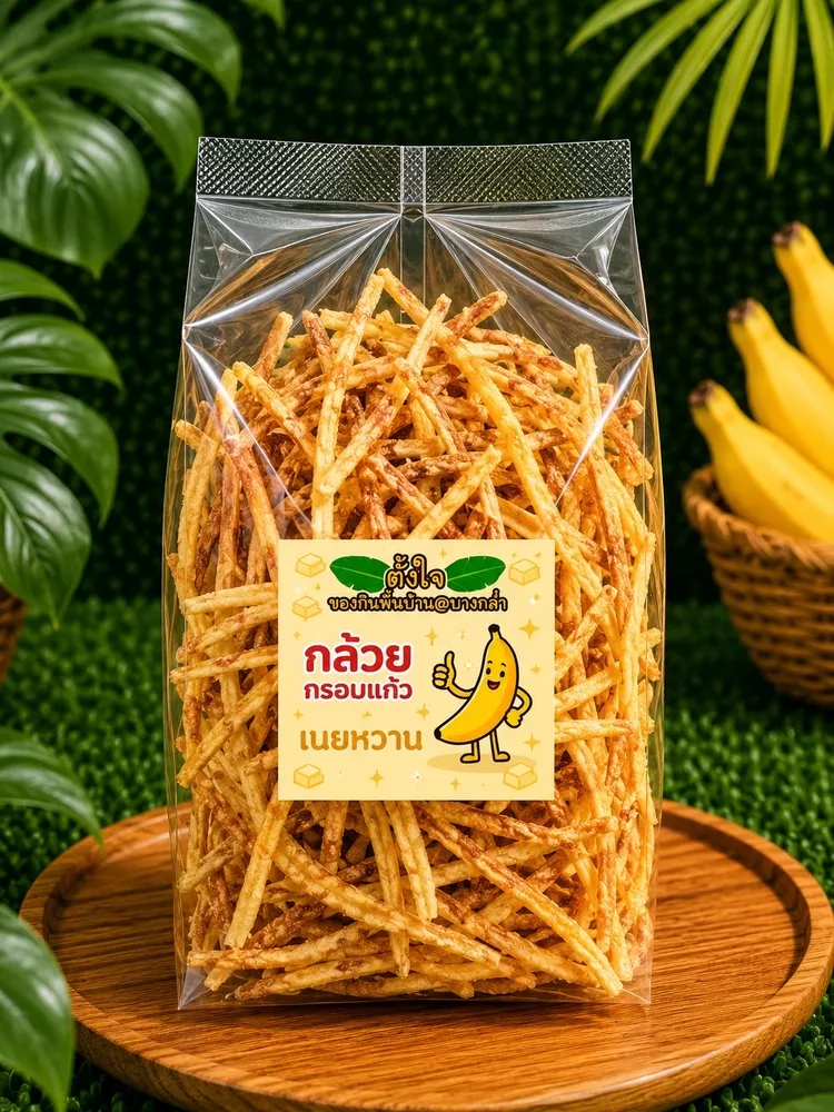 กล้วยฉาบตั้งใจกล้วยน้ำว้า เส้น เนยหวาน(200กรัม)