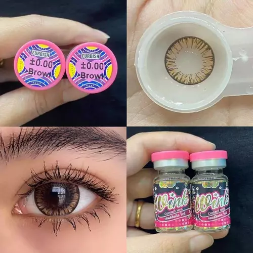 💋 Wink furbish /Elsa Gray Brown บิ๊กอาย สุดปัง คอนแทคเลนส์ รายเดือน มีอย แถมตลับฟรี เลนส์นิ่ม สวยปังมาก