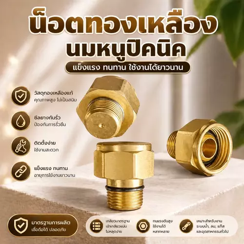 [พร้อมส่ง] นมหนูทองเหลือง น็อตทองเหลือง เตาแก๊สปิคนิค (Jet/Nozzle) อะไหล่นมหนูหัวบัวเตาแก๊ส ทองเหลืองแท้ รูก๊อกไฟแรงสม่ำเสมอ