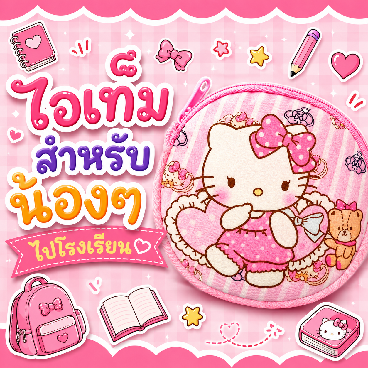 กระเป๋าสตางค์คล้องคอ สำหรับน้องๆไปโรงเรียน ลายน่ารักๆ