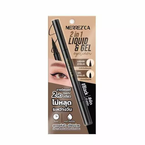 อายไลเนอร์2หัว เมอร์เรซกา Merrezca 2in1 Liquid & Gel Eyeliner #Black ( 1 แท่ง )