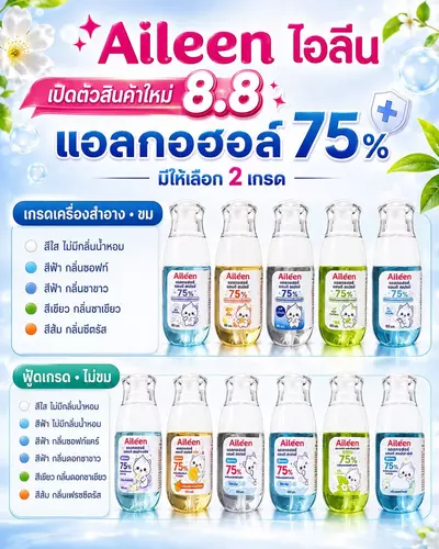 Aileenไอลีนแอลกอฮอล์75% ETHYL ALCOHOLขนาด60กรัม ชนิดน้ำ