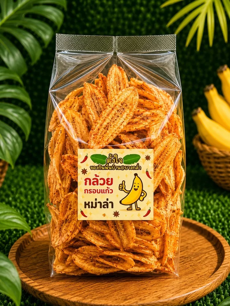 กล้วยฉาบตั้งใจกล้วยน้ำว้า แผ่นหยัก หมาล่า(210กรัม)
