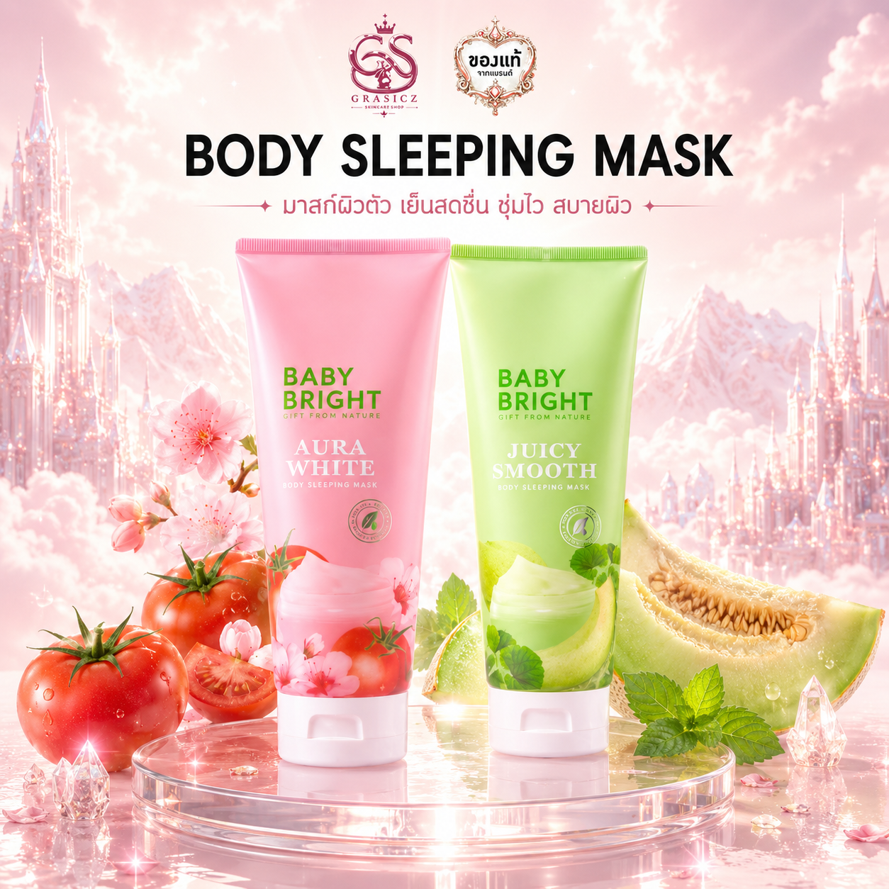 Baby Bright มาสก์ผิวกาย เนื้อเซรั่ม บอดี้สลีปปิ้งมาสก์ 250ml เบบี้ไบร์ท