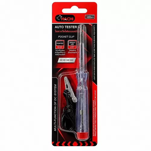 HACHI ไขควงวัดไฟแบตเตอร์รี่ 6V / 12V / 24V  มีไฟ LED แสดงผล มองเห็นได้ชัดเจน
