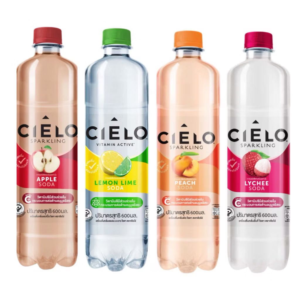 เซียโล่ 4 รสชาติใหม่ พีช แอปเปิ้ล 🍎🍋🍑 เลม่อน ลิ้นจี่ CIELO sparkling ไม่มีน้ำตาล