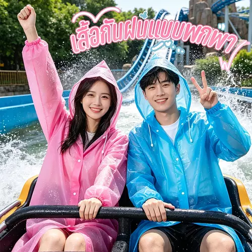เสื้อกันฝน ชุดกันฝน YH168 เสื้อกันฝนผู้ใหญ่ แบบหนา EVA มีหมวก ทนและมีน้ำหนัพับเก็บง่าย ใส่ขี่มอไซค์ มีให้เลือก 4 สี