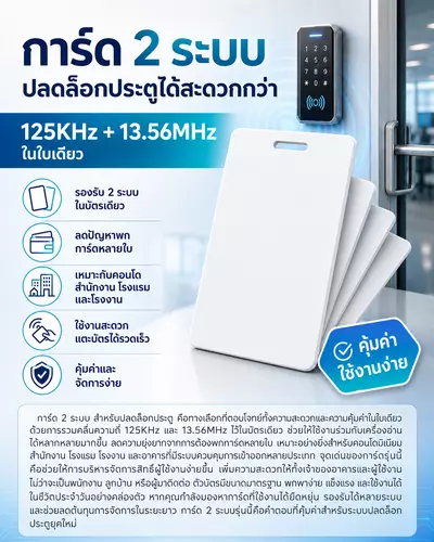 การ์ด 2 ความถี่ RFID 125KHz.  AND RFID 13.56MHz. สำหรับปลดล็อกประตู