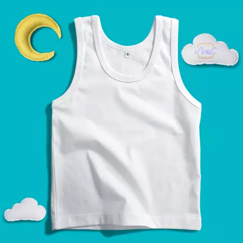 เสื้อกล้ามเด็กสีขาว ผ้า Cotton 100% สวมใส่สบาย ไม่ระคายเคือง