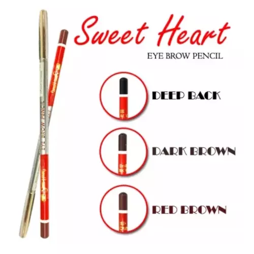 Sweet Heart Eyebrow Pencil ดินสอเขียนคิ้วแท่งเดียว รุ่นสลิม ไส้เรียว เนื้อนุ่ม เขียนลื่น ให้เส้นคิ้วคมสวย  สีติดชัด กันน้ำ กันเหงื่อ ติดทนนานช่วยให้คิ้วดูสวยเป๊ะ