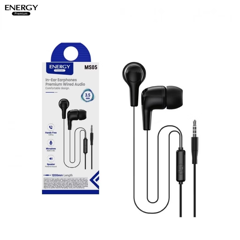 Energy หูฟัง สมอลทอร์ค สีขาว/สีดำ In-Ear Earphones รุ่น MS05 แจ๊ค 3.5mm.