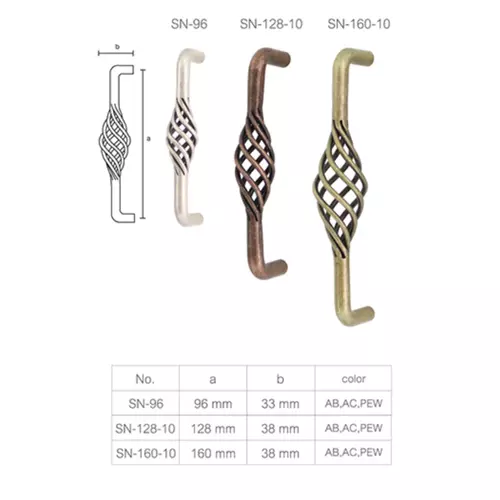 Solex No.SN96 / SN128 / SN160 มือจับเฟอร์นิเจอร์เหล็กชุบฝรั่งเศส 96มิล / 128มิล / 160มิล