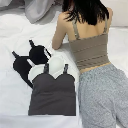 Pinkybra เสื้อกล้าม ครอปบรา ตัวสั้น ผ้านิ่ม 32-38 เสริมฟองน้ำ ไร้ขอบ ไร้โครง ใส่แล้วดูดี มีความมั่นใจ