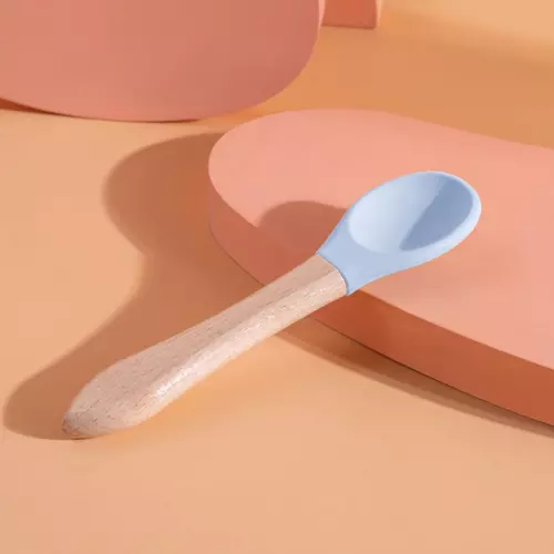ช้อนป้อนแมวเลีย กินเปียก Spoon ด้านไม้ ช้อนซิลิโคน 14x3.4cm