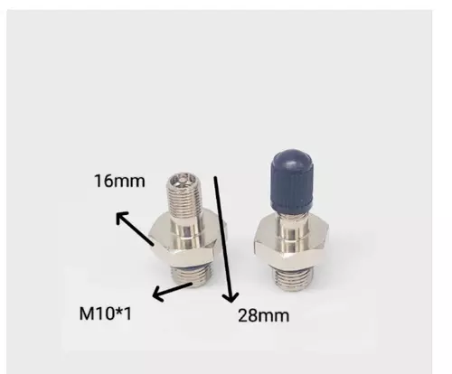 จุ๊บเติมลมมอไซค์สีเงิน รุ่นฐานกว้าง 16 มิล ขนาด M10x1