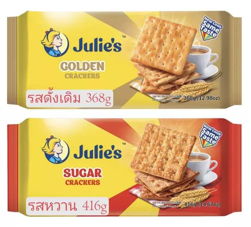 ๋๋Julie's จูลี่ส์ โกลเด้นท์แครกเกอร์368gและซูการ์แครกเกอร์416g
