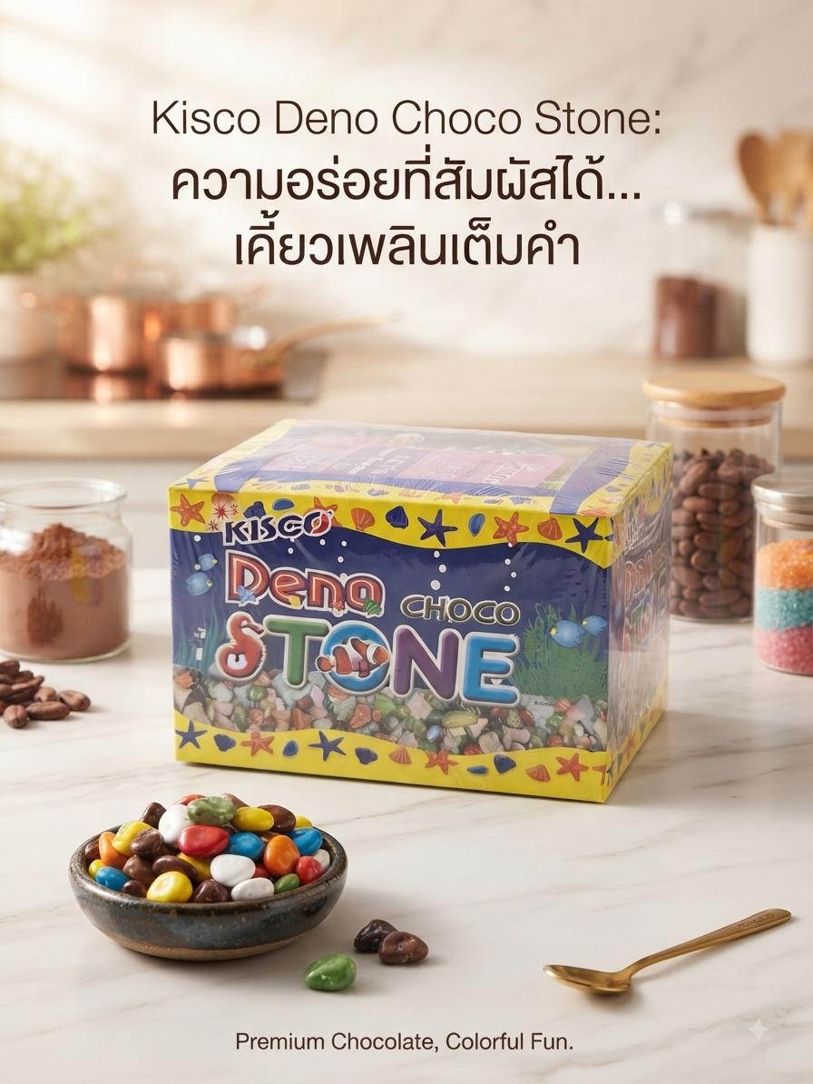 ช็อกโกแลตหินสี Kisco Deno Choco Stone หอมหวาน กรุบกรอบ ขนมในตำนานที่ใครก็ต้องชอบ