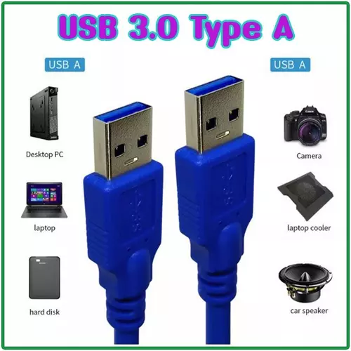 สาย USB 3.0 สำหรับเชื่อมต่อพอร์ตยูเอสบี 3.0 หัว ตัวผู้ 2 ด้าน เลือกความยาวได้( สีน้ำเงิน)