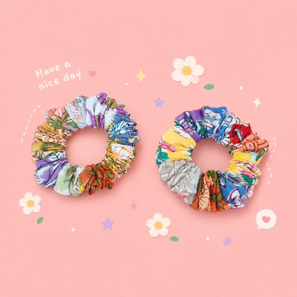 🌻 Scrunchie ยางมัดผม (Indian Hand Block Print)
