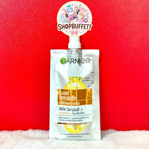 การ์นิเย่ ไบร์ท คอมพลีท คลินิคอล เซรั่ม 30Xวิตามินซี พลัส Garnier Bright Complete Clinical Serum 30X Vitamin C+ ( ซอง ) 