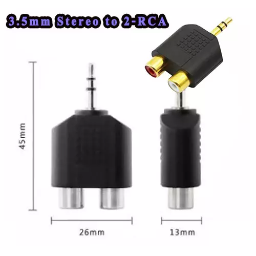 H3 อะแดปเตอร์แปลงหัวต่อสายสัญญาณ 3.5mm Stereo to 2-RCA Male to Female