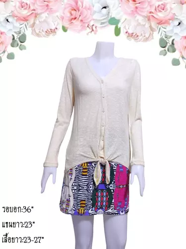 เสื้อไหมพรมมือสอง คาร์ดิแกน/เสื้อคลุมแขนยาวแฟชั่น/สเวตเตอร์ ตำหนิ